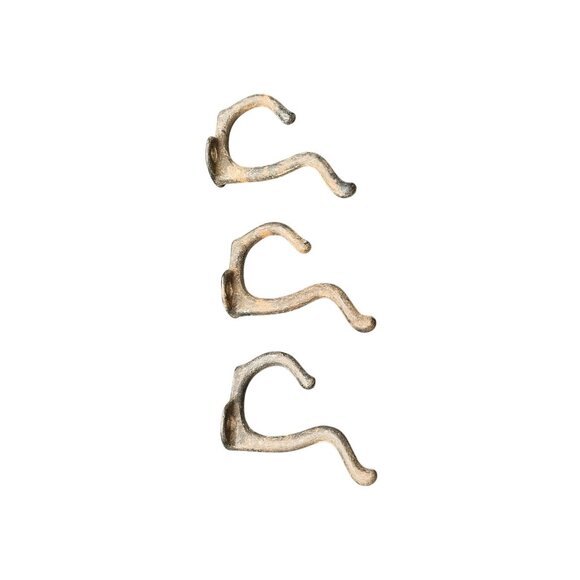 Antique Cast Iron Double Hook Hangers 3" Tall Set Of 3 Rustic Iron Finish Vintag - Picture 4 of 4